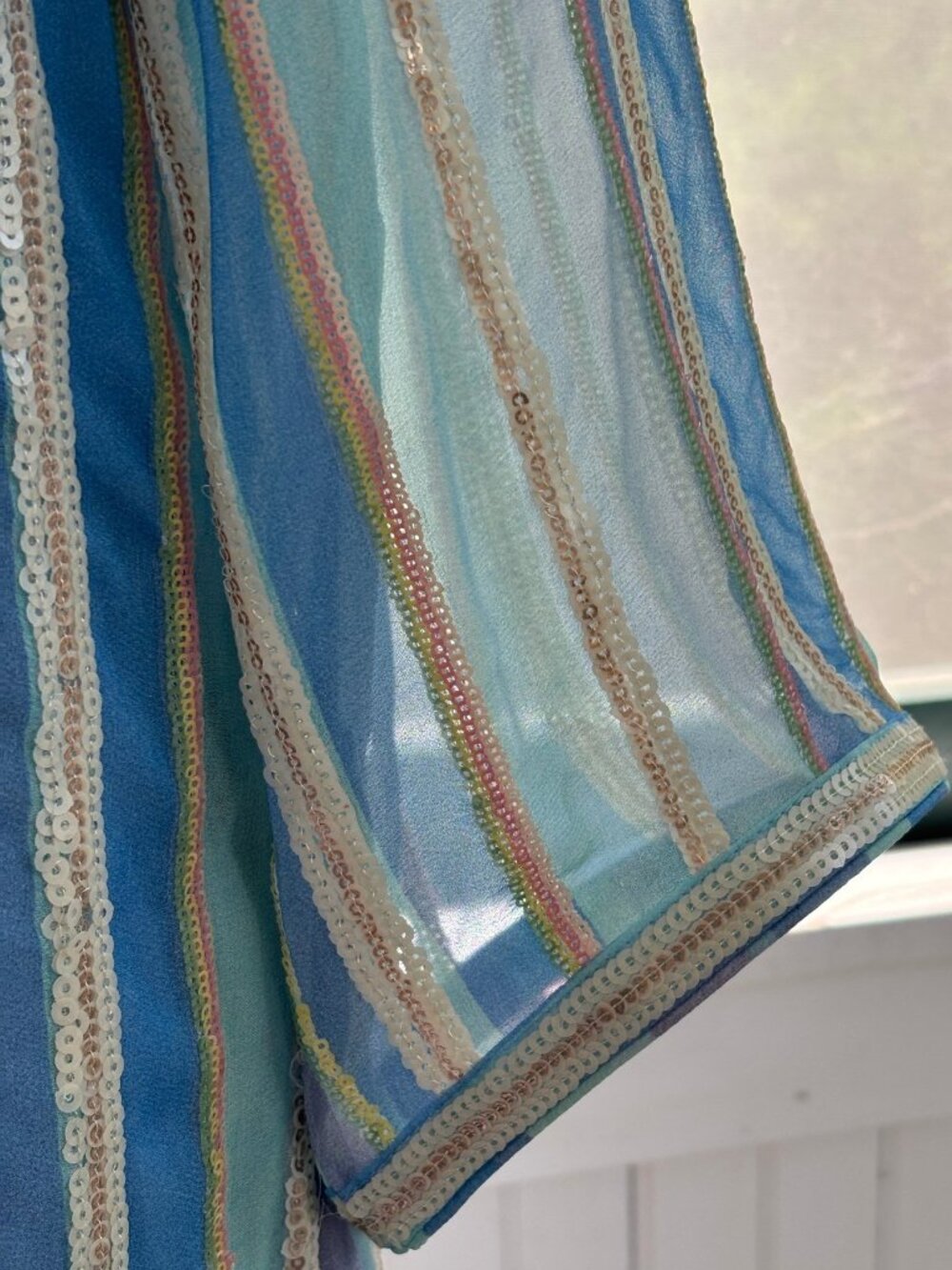 Bella Tu Petra Tunic Dress | Sky Blue Sequin Stripe | Size S | NWT - Picture 3 of 7